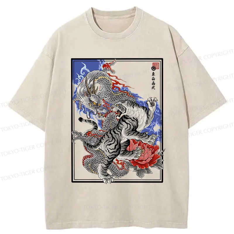Tokyo-Tiger Dragon And Tiger Washed T-Shirt