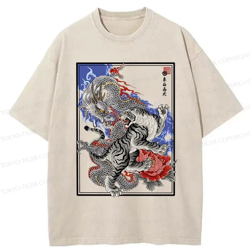 Tokyo-Tiger Dragon And Tiger Washed T-Shirt Sale