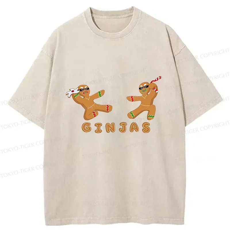 Tokyo-Tiger Gingerbread Ninja Washed T-Shirt