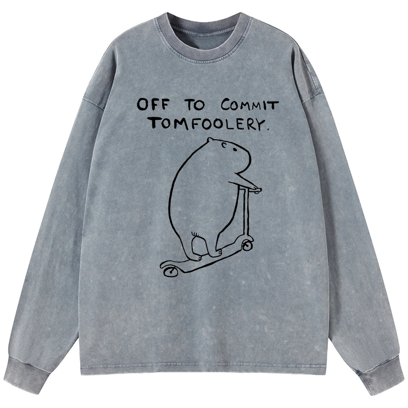 Tokyo-Tiger Capybara Is Ready To Do Something Bad Washed Long Sleeve T-Shirt