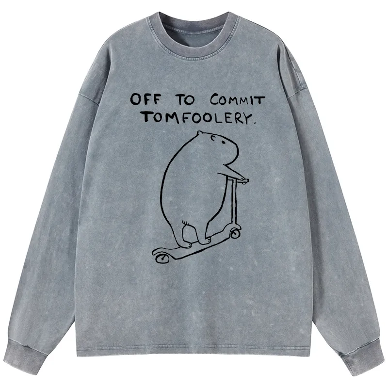 Tokyo-Tiger Capybara Is Ready To Do Something Bad Washed Long Sleeve T-Shirt