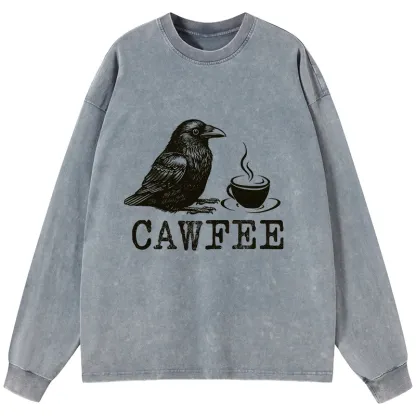 Tokyo-Tiger Cawfee Funny Japan Meme Washed Long Sleeve T-Shirt