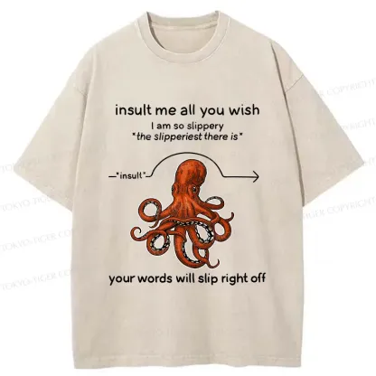 Tokyo-Tiger Avoiding Verbal Attacks Washed T-Shirt