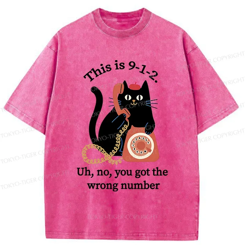Tokyo-Tiger Cat Makes A Phone Call Washed T-Shirt