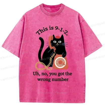 Tokyo-Tiger Cat Makes A Phone Call Washed T-Shirt