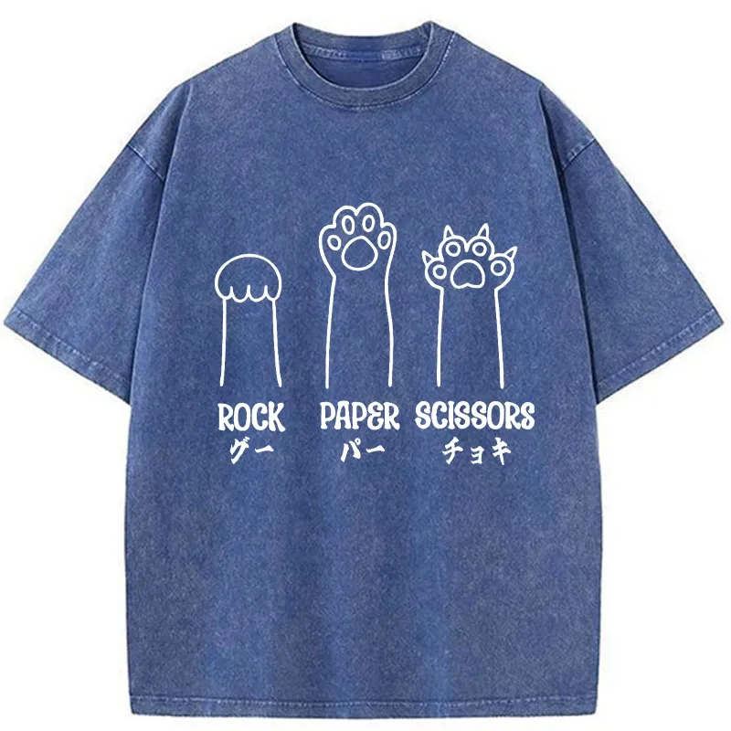 Tokyo-Tiger Rock Paper Scissors Washed T-Shirt