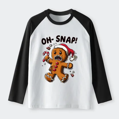 Tokyo-Tiger Oh Snap The Gingerbread Man's Christmas Chaos Raglan Long Sleeve T-shirt