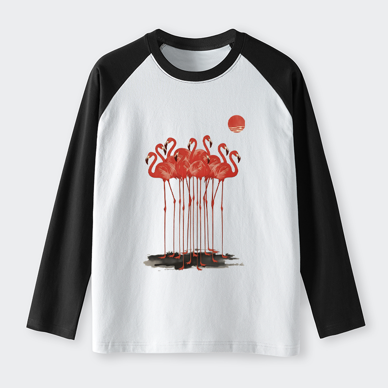 Tokyo-Tiger Flamingos at Dusk Raglan Long Sleeve T-shirt