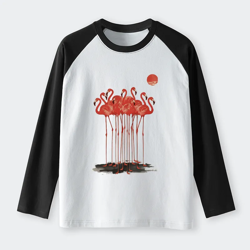 Tokyo-Tiger Flamingos at Dusk Raglan Long Sleeve T-shirt