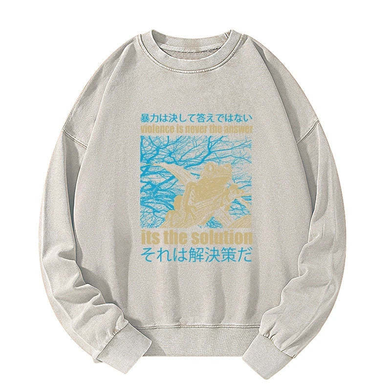 Tokyo-Tiger Violence Is Never The Answer Its The Solution Washed Sweatshirt