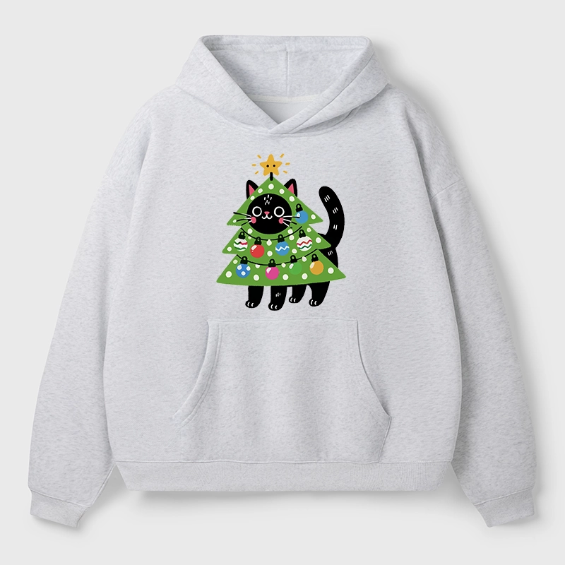 Tokyo-Tiger Christmas Tree Cat Aldult Fleece Hoodie