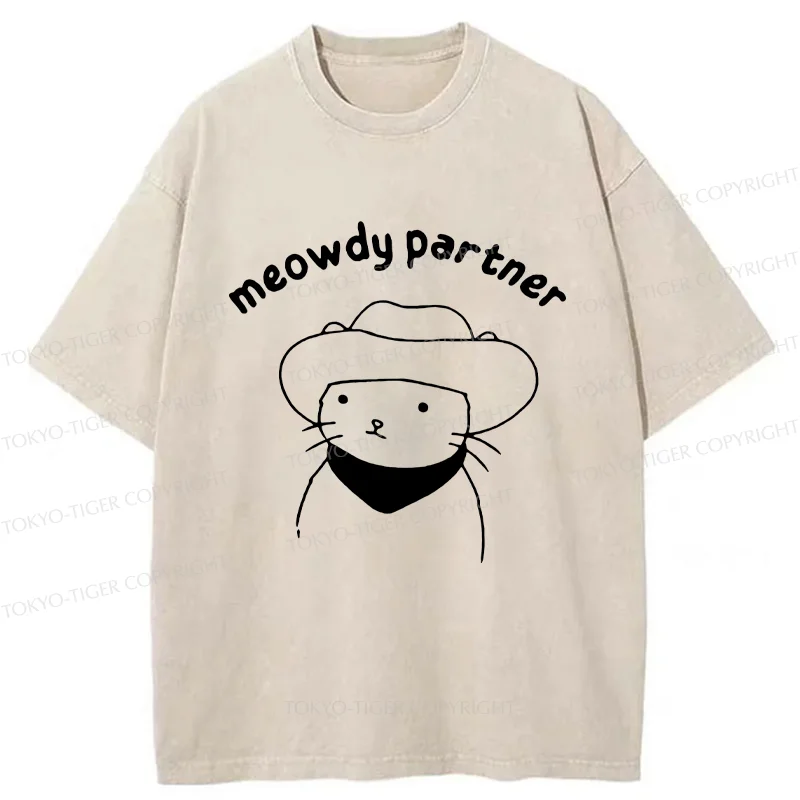 Tokyo-Tiger Cat Companion Washed T-Shirt