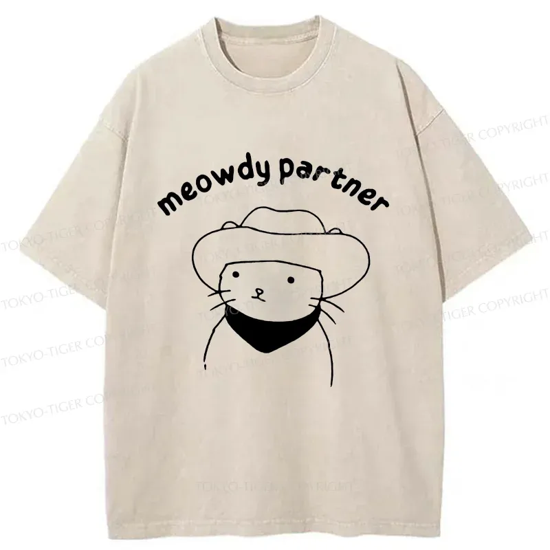 Tokyo-Tiger Cat Companion Washed T-Shirt