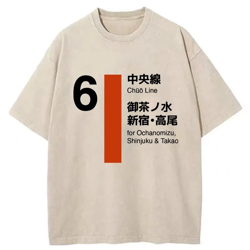 Tokyo-Tiger Tokyo Subway Chūō Line Washed T-Shirt Sale