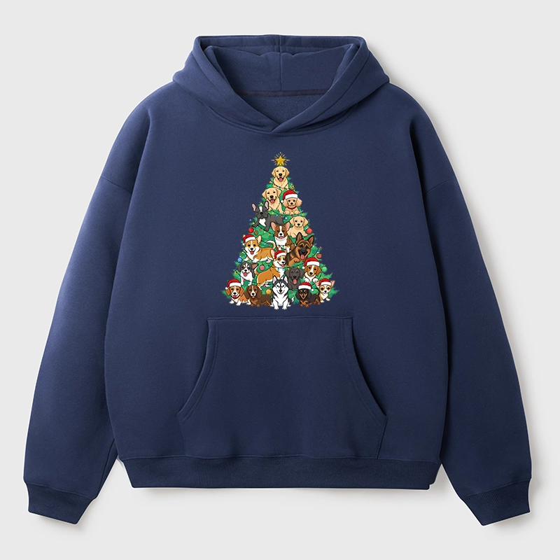 Tokyo-Tiger Christmas Tree Dog Funny Aldult Fleece Hoodie