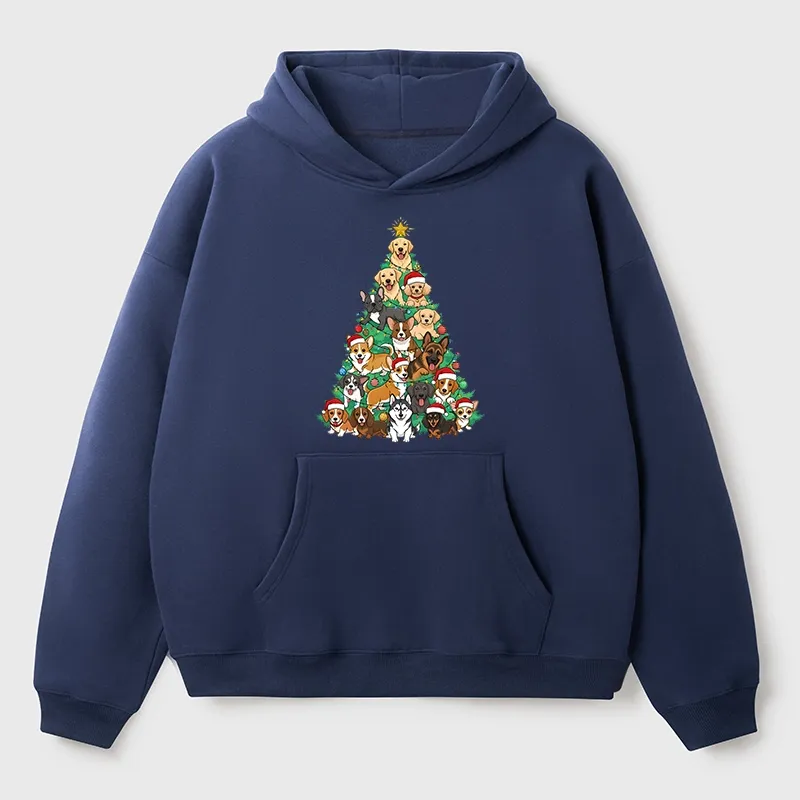 Tokyo-Tiger Christmas Tree Dog Funny Aldult Fleece Hoodie