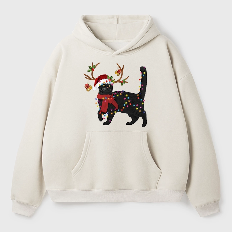 Tokyo-Tiger Christmas Black Cat Aldult Fleece Hoodie