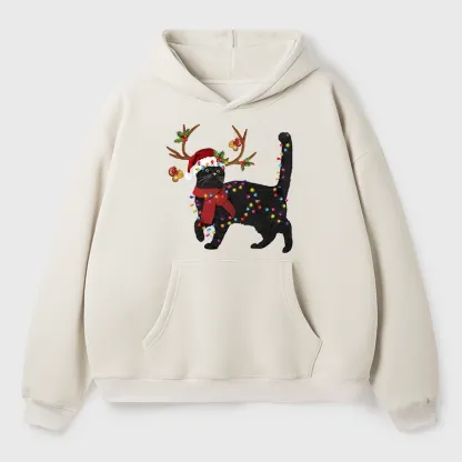 Tokyo-Tiger Christmas Black Cat Aldult Fleece Hoodie