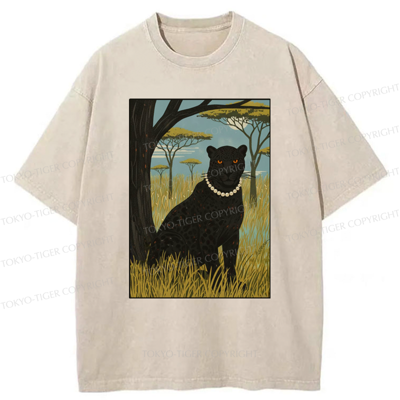 Tokyo-Tiger The Pearl Leopard Of The Savanna Washed T-Shirt