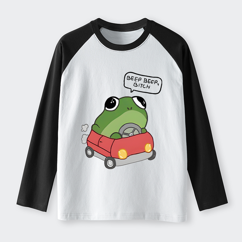 Tokyo-Tiger Frog Driving Raglan Long Sleeve T-shirt