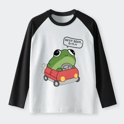 Tokyo-Tiger Frog Driving Raglan Long Sleeve T-shirt