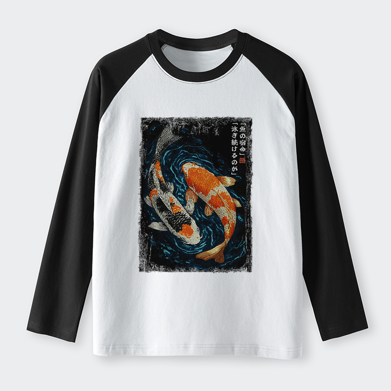 Tokyo-Tiger Eternal Currents: The Life Of A Fish Raglan Long Sleeve T-shirt