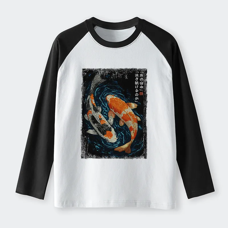 Tokyo-Tiger Eternal Currents: The Life Of A Fish Raglan Long Sleeve T-shirt