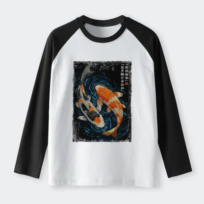 Tokyo-Tiger Eternal Currents: The Life Of A Fish Raglan Long Sleeve T-shirt