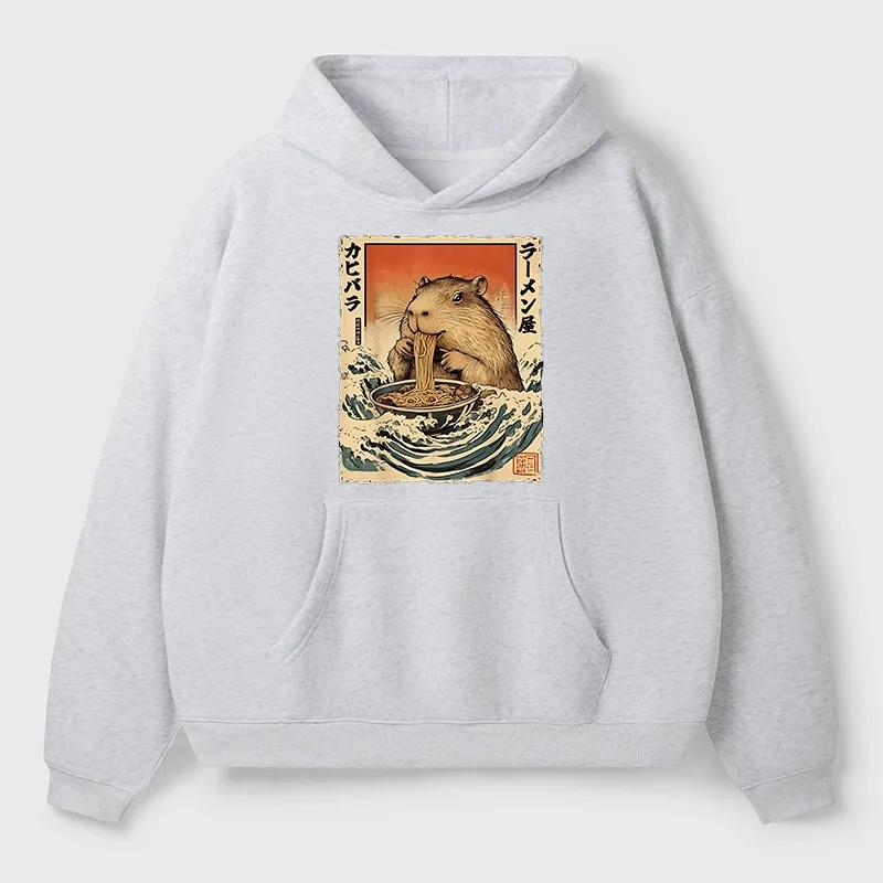 Tokyo-Tiger Hamster Eating Ramen Aldult Fleece Hoodie