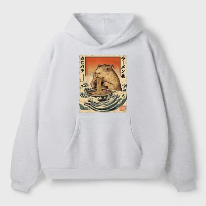Tokyo-Tiger Hamster Eating Ramen Aldult Fleece Hoodie