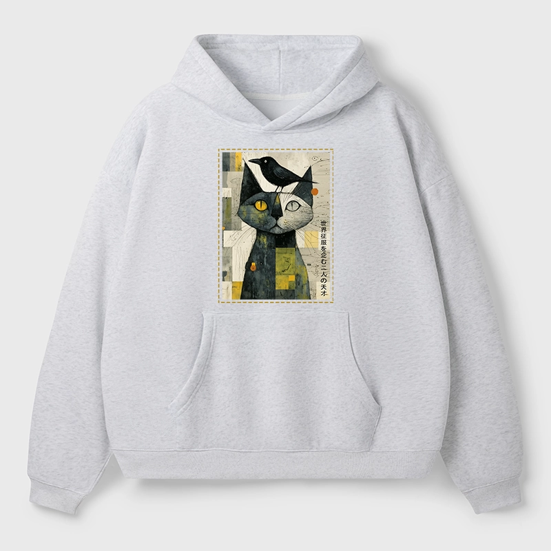 Tokyo-Tiger The Cat And The Crow Are Planning To Rule The World Aldult Fleece Hoodie