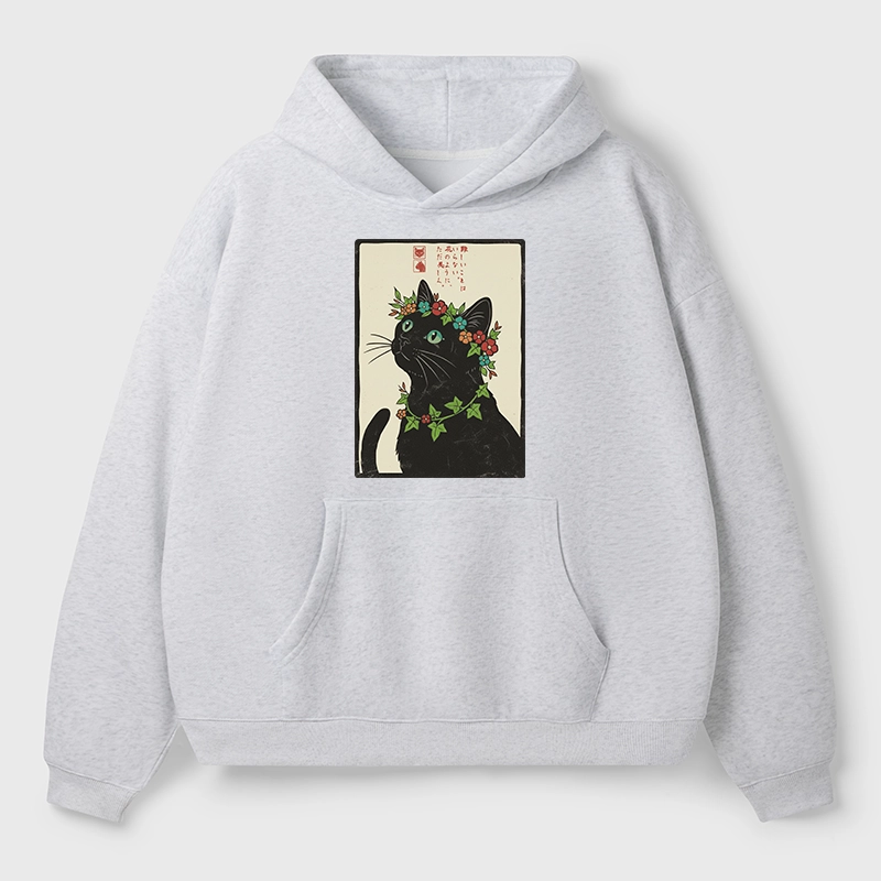 Tokyo-Tiger The Flower-Crowned Cat Aldult Fleece Hoodie