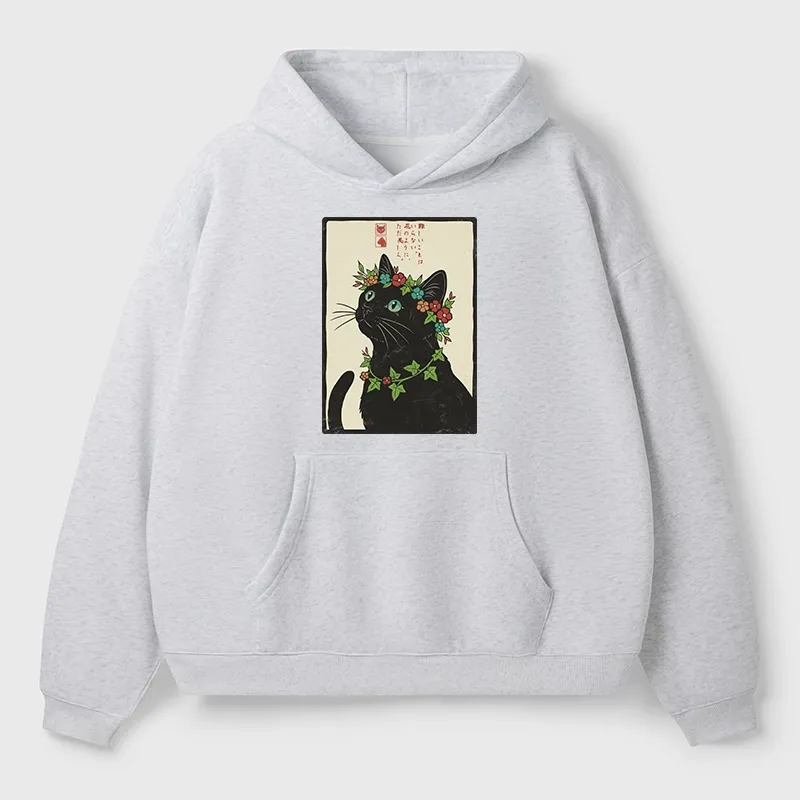 Tokyo-Tiger The Flower-Crowned Cat Aldult Fleece Hoodie