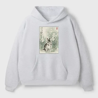 Tokyo-Tiger Little Rabbit Beneath the Blooming Irises Aldult Fleece Hoodie