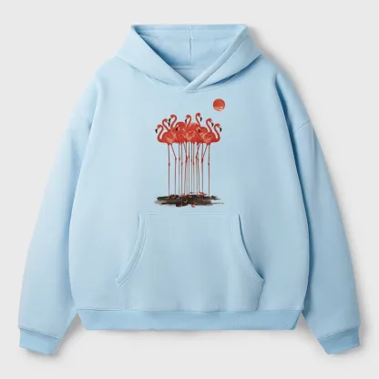 Tokyo-Tiger Flamingos at Dusk Aldult Fleece Hoodie