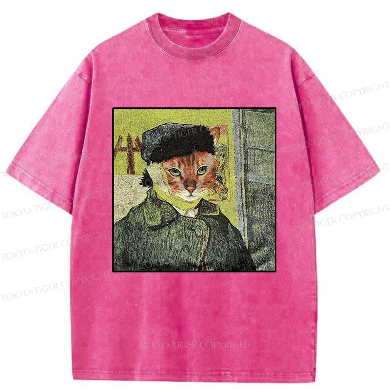 Tokyo-Tiger Van Gogh's Self-portrait Cat Washed T-Shirt