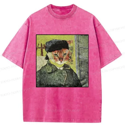 Tokyo-Tiger Van Gogh's Self-portrait Cat Washed T-Shirt