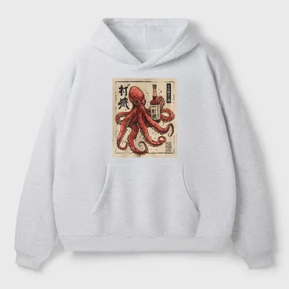 Tokyo-Tiger Osaka Saké Octopus Aldult Fleece Hoodie