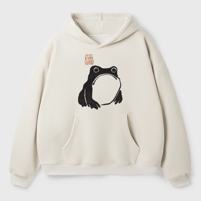 Tokyo-Tiger Matsumoto Hoji Woodblock Print Frog Aldult Fleece Hoodie