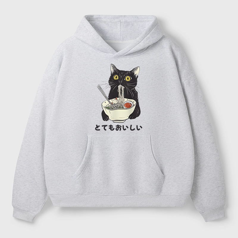 Tokyo-Tiger Cats Eat Ramen Noodles Aldult Fleece Hoodie