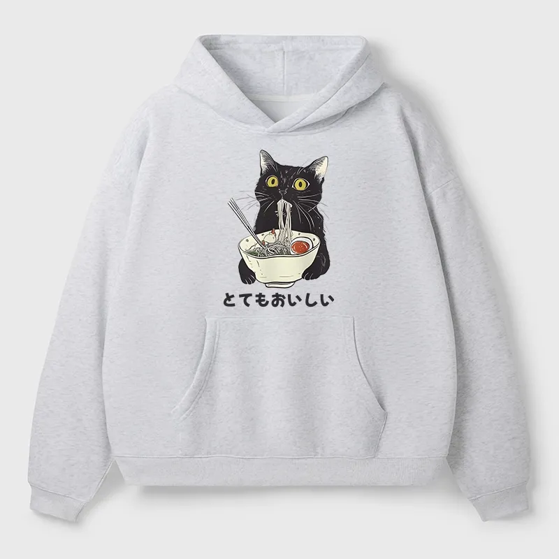 Tokyo-Tiger Cats Eat Ramen Noodles Aldult Fleece Hoodie