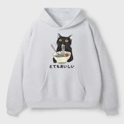 Tokyo-Tiger Cats Eat Ramen Noodles Aldult Fleece Hoodie