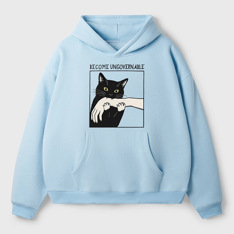 Tokyo-Tiger Black Cat Biting Aldult Fleece Hoodie