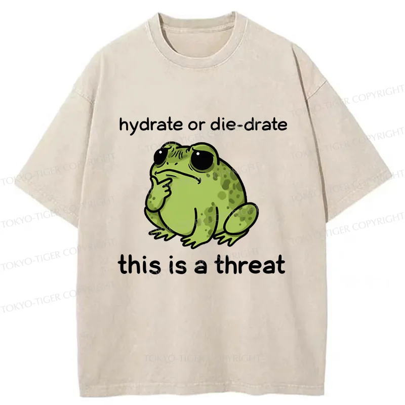 Tokyo-Tiger Thinking Frog Meme Washed T-Shirt