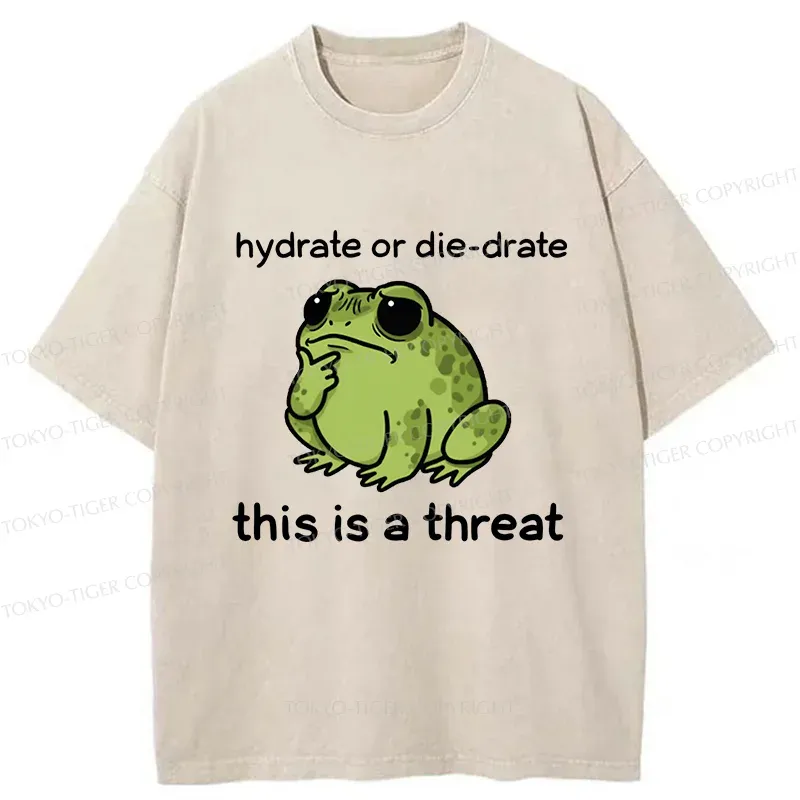 Tokyo-Tiger Thinking Frog Meme Washed T-Shirt
