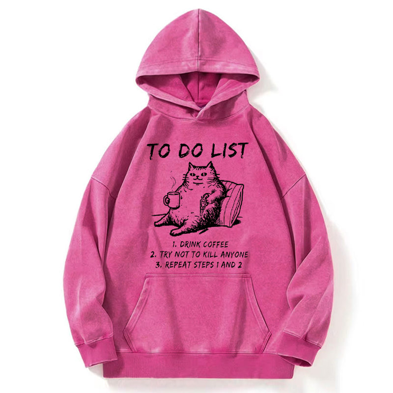 Tokyo-Tiger Cat's To-Do List Washed Hoodie