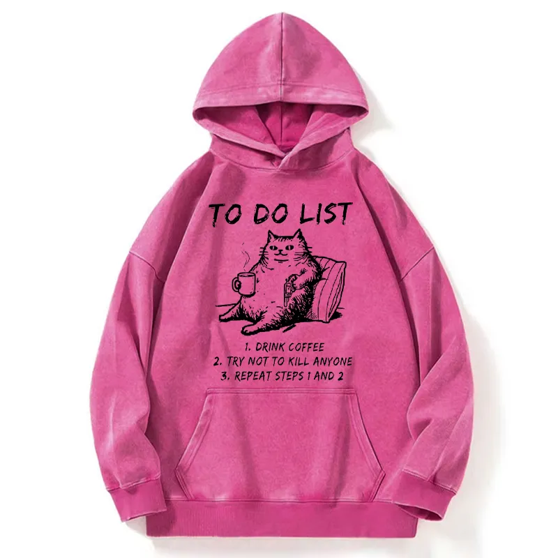 Tokyo-Tiger Cat's To-Do List Washed Hoodie