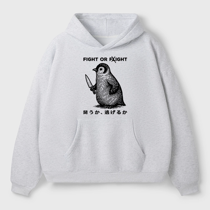 Tokyo-Tiger Funny Fight Or Flight Aldult Fleece Hoodie