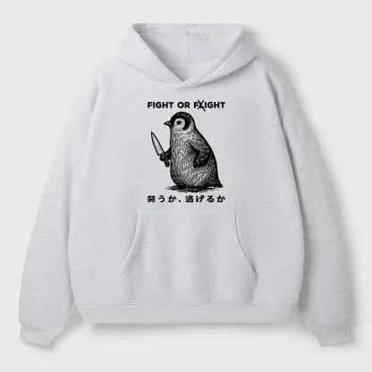 Tokyo-Tiger Funny Fight Or Flight Aldult Fleece Hoodie