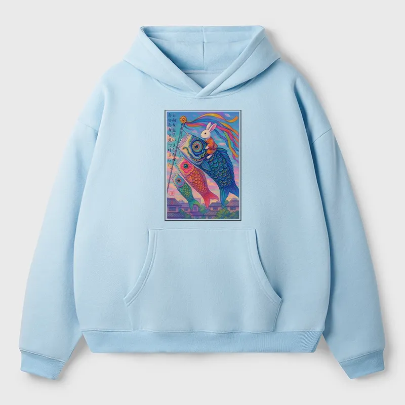 Tokyo-Tiger Ukiyoe Rabbit Ride Carp Streamer Poster Aldult Fleece Hoodie